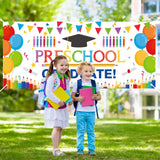 WATINC 2pcs Preschool Graduation Backdrop Banner, Kindergarten Congrats Grad Graduation Class of 2022 Background Decor, School Prom Celebration Graduate Party Photography Supplies Decoration for Kids