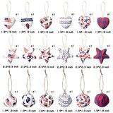 WATINC 18pcs Independence Day Hanging Fabric Wrapped Ball Ornaments for 4th of July, Independent Day Party Hanging Tag Star Banner Indoor Home Decor, Patriotic Craft Ornament Decoration Party Supplies