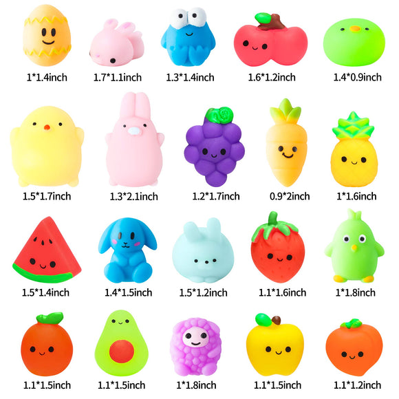 WATINC 25Pcs Easter Mochi Squeeze Toys for Easter Party Favor,Soft Kawaii Easter Bunny Chick Fruit Rabbit Stress Relief Hand Toys Fidget Toy,Birthday Gift for Kids,Easter Party Supplies