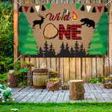 WATINC Wild One First Birthday Backdrop Lumberjack Background Photo Booth Prop Buffalo Plaid Camping Woodland Large Polyester Baby Shower Banner Party Decorations Supplies for Photography 71x43 Inches