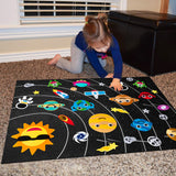 WATINC 35Pcs Outer Space Felt Board Story Set 3.5 Ft Solar System Universe Storytelling Flannel Interactive Play Kit with Hooks Astronaut Planets Alien Galaxy Reusable Wall Hanging Gift for Boys Girls