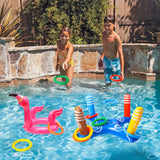 WATINC 12 Pack Inflatable Cross Ring Toss Game Flamingo Floating Rings Colorful Float Toy for Outdoor Water Pool Game for Kids Adults Family Reunion Summer Beach Party Favor Luau Decorations