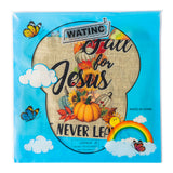 WATINC Fall for Jesus Pumpkin Garden Flag Burlap He Never Leaves Cross Sunflowers Maple Leaf Vertical Double Sided House Flag Autumn Harvest Thanksgiving Party Decoration for Lawn Yard 12 x 18 Inch