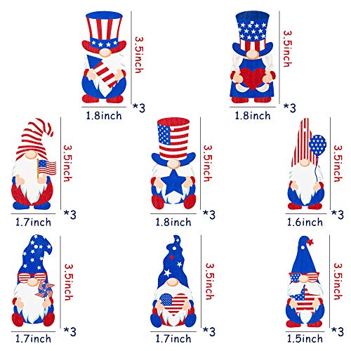 WATINC 25 Pack Independence Day Wooden Ornaments, Hanging Wooden Pendants for 4th of July Party Supplies, Red White Blue Patriotic Gnomes Shaped Cutouts Tree Pendant for USA Patriotic Party Decoration