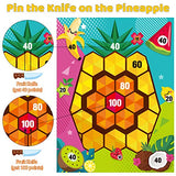 WATINC Pineapple Party Sticker Games, Pin The Fruit Knife On The Pineapple Dart Board Poster for Kids Birthday Party Game, Tropical Summer Party Favors Supplies, Luau Hawaiian Theme Party Decoration