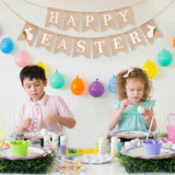 WATINC 52pcs DIY Burlap Banner Set include Letter Stencil, Design Swallowtail Flags for Kids and Adults, Handwriting Banner for Birthday and Easter Party, Unique Hand Draw Home Decoration, Easter Gift