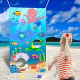 WATINC Ocean Animal Toss Game with 4 Bean Bags, Carnival Birthday Party Game for Kids and Adults, Marine Animal Banner for Ocean Theme Party Decor, Outdoor Yard Favors and Supplies, All Ages Activity