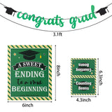 WATINC Graduation Green Black Candy Bar Sign Banner Set, Glitter Congrats Grad Banner and Tent Cards with Big Poster for 2021 Graduation Party Decor, Grad Party Favors Supplies for Buffet Bubbly Bar