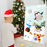 WATINC Snowman Toss Games with 4 Bean Bags, Xmas Party Game for Kids and Adults, Penguin Polar Bear Snowman Banner for Christmas Party Decoration, Winter Outdoor Favors Supplies, All Ages Activity