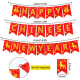 WATINC 3PCS 2021 Happy Chinese NEW YEAR Bunting Banner,Gold Glitter for NEW YEAR Festive Decorations Party Supplies,Year of Ox Party Banner, Classroom Home Decor,Photo Props Decor for Mantle Fireplace