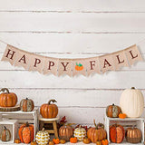 WATINC Happy Fall Burlap Banner, Thanksgiving Fall Pumpkin Banner Bunting with 7.9Feet Autumn Maple Leaf Garland for Thanksgiving Day Decorations Party Favors, Halloween Harvest Fall Home Decor