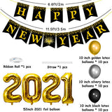 WATINC 38pcs 2021 New Year EVE Party Decoration, Happy NEW YEAR Banner with Gold and Black Balloons for EVE Party, 2021 Number Foil Balloon and Latex Balloon for 2021 New Year Eve Festival Party Supplie