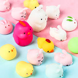 WATINC 20Pcs Easter Mochi Squeeze Toys for Kids Easter Party Favors, Kawaii Easter Bunny Chick Mini Soft Squeeze Cat Squeeze, Stress Relief Hand Toys, Easter Party Decorations Gifts for Toddlers