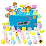 WATINC 48 Pack Mochi Squeeze Toys Filled Easter Eggs, Mini Soft Stress Relief Mochi Toys for Kids Easter Party Favors, Easter Basket Stuffers Fillers for Toddlers Boys Girls, Easter Egg Hunt Game