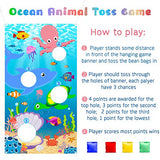 WATINC Ocean Animal Toss Game with 4 Bean Bags, Carnival Birthday Party Game for Kids and Adults, Marine Animal Banner for Ocean Theme Party Decor, Outdoor Yard Favors and Supplies, All Ages Activity